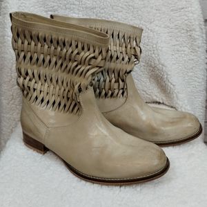 Ilse Jacobsen Hornbaek Tan Braided Cowboy Boots Size 38